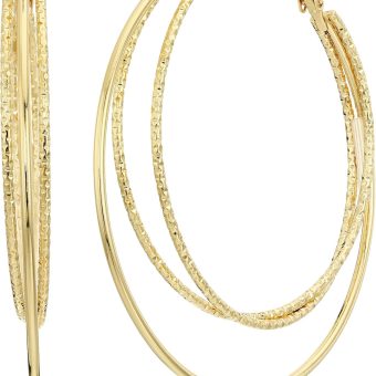 Guess Smooth and Textured Wire Gold Hoop Earrings