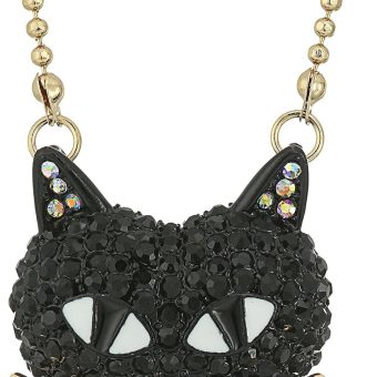 Betsey Johnson Pave Cat Pendant Necklace, 16" + 3" Extender