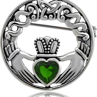 WithLoveSilver Sterling Silver 925 Charm Claddagh Celtic Iris Friendship Brooch Pin