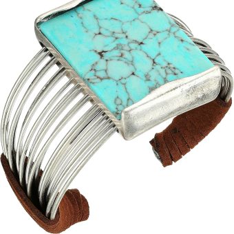 Robert Lee Morris Soho Womens Turquoise Stone Cuff Bracelet, Turquoise/Silver