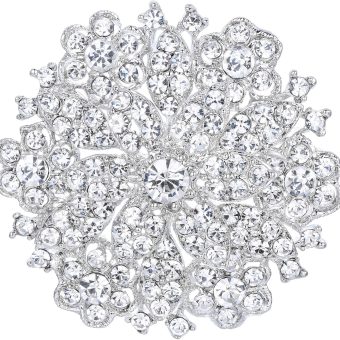 EVER FAITH Women's Clear Austrian Crystal Elegant Flower Wedding Corsage Brooch Pin for Bride Bridesmaid