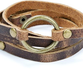 SPUNKYsoul Handmade 5 Wrap Leather Circle Bracelet for Women