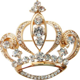 Navachi 18k Gold Plated Multicolor Crystal Royal Crown Brooch Pins