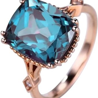 Alexandrite Ring Cushion Cut Gemstone Ring Solid 925 Sterling Silver Ring For Women Solitaire Designer Halo Ring Prefect Proposal Gift For Her June...