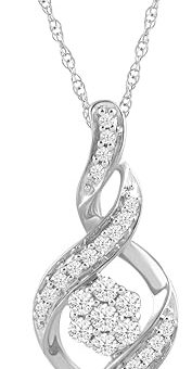 Amazon Essentials 10K Diamond Twist Pendant Necklace (1/4 cttw) (previously Amazon Collection)