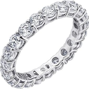 Amazon Essentials Platinum or Gold Plated Sterling Silver All-Around Band Ring set with Round Infinite Elements Cubic Zirconia (previously Amazon...