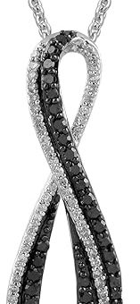 Amazon Essentials Sterling Silver Black and White Diamond Infinity Pendant Necklace (1/3 cttw), 18" (previously Amazon Collection)