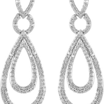 Amazon Essentials Sterling Silver Diamond Drop Earrings (1/2 cttw) (previously Amazon Collection)