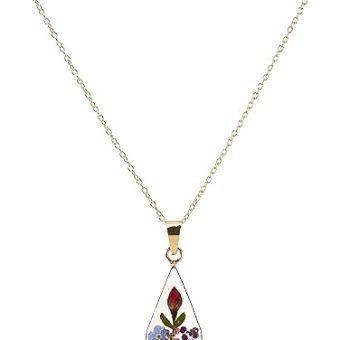 Amazon Essentials Sterling Silver/Gold Over Sterling Silver Pressed Flower Pendant Necklace (previously Amazon Collection)