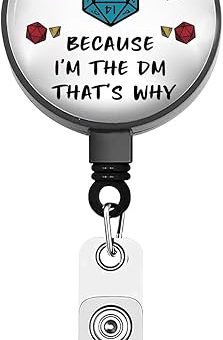 BEKECH Role Playing Games Dungeon Master Badge Gift Because I'm The DM That's Why Retractable Badge Holder DM Games Gift