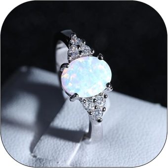 Birthstone Rings for Women Sterling Silver Created Opal Rings Garnet Ruby Rings Engagement Ring Fine Jewelry for Women