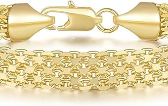 Bracelet 14K Gold Bracelets for Women Gold Bracelet for Men Women’s Bracelet Widen Chain Bracelets Gold Jewelry Gifts 6.5/7/7.5/8/8.5in