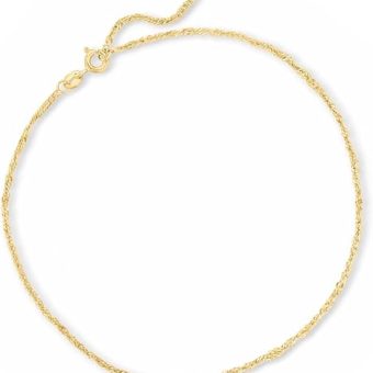 Canaria 1.5mm 10kt Yellow Gold Singapore-Chain Anklet. 9 inches