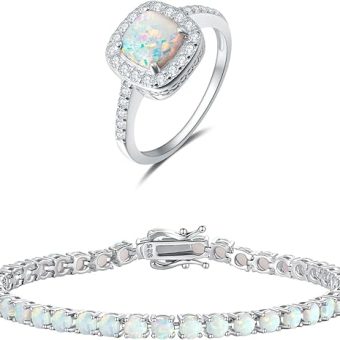 Carleen Opal Ring Size 7 & Opal Tennis Bracelet Jewelry