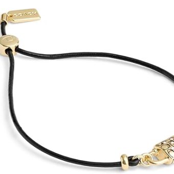 COACH Womens Signature Padlock Leather Slider Bracelet