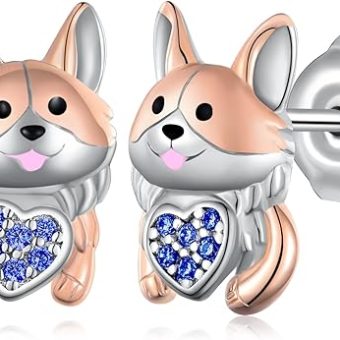 Corgi Earrings 925 Sterling Silver Dog Earrings Corgi Gifts for Corgi Lovers Jewelry Gift for Women(September)