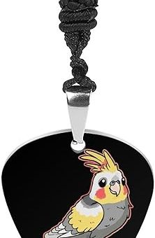 Cute Cockatiel Funny Guitar Pick Necklace Stainless Steel Music Jewelry Personalized Pendant for Men Women