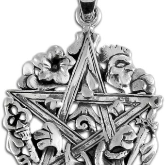 Dryad Design Cimaruta Pentacle Charm Pendant 1" - Sterling Silver Italian Witchcraft Symbol Jewelry