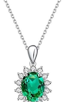 Emerald Cut Created Green Emerald Pendant Necklace for Women, Fashion Jewelry in 925 Sterling Silver (YS-XL01901)