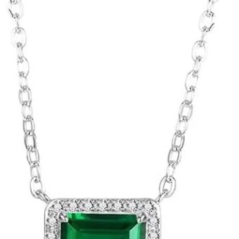 Emerald Green Moissanite 925 Sterling Silver Pendant Necklace for Women, Fashion Jewelry