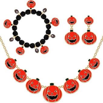 FAERLIIRY HalloweenNecklace Earrings BOO Pendant Choker Necklace Earrings Halloween Jewelry Set Cute Halloween Costume Party Jewelry Set Gifts