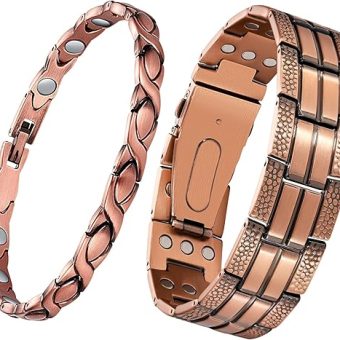 Feraco Copper Bracelet for Men Women 3X Strength,2 Magnetic Therapy Bracelet Copper Jewelry with Powerful 3800 Gauss Magnets,Premium Fold-Over Clasp