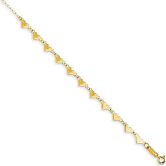 FJC Finejewelers 14 kt Yellow Gold Oval Link Chain with Hearts 10in Plus 1in Ext Anklet 10 Inches x 4 mm