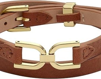 Fossil Women's Stainless Steel and Genuine Leather Bracelet for Women