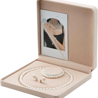 Freshwater Pearl Jewelry Set for Women, Includes Necklace, Bracelet, Earrings, White Pearl