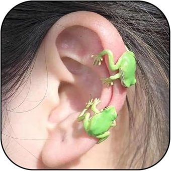 Frog Earrings for Women Trendy Green Frog Ear Cuffs Non Pierced 3D Animal Earrings Cool Fun Frog Jewelry Gifts