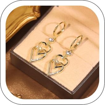 Full Diamond Zircon Crystal 14K Gold Hoop Earrings for Women, 925 Sterling Silver Hypoallergenic Dangle Earrings, Women's Dangle Earrings Gold...