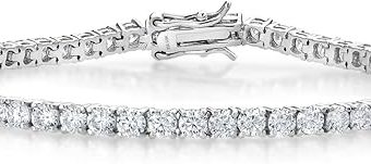 Gem Stone King 925 Sterling Silver White Moissanites Tennis Bracelet for Women (6.00 Cttw, Color G-H, Round 3MM, 7.25 inch)