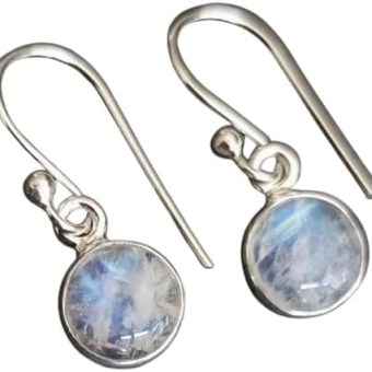 Genuine Rainbow Moonstone Gemstone Earring 925 Sterling Silver Christmas Gift Handmade Jewelry