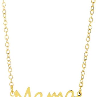 Gold Chain Necklace with 'Mama' Pendant, 18 k