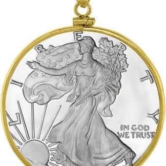 Gold Filled & Sterling Silver SILVER EAGLE Bezel 40.7 mm Screw Top Coin Edge One oz Coin NOT Included