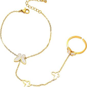 Gold Hand Chain Bracelet - Dainty Ring Bracelet Hand Chain Trendy Hand Jewelry for Her Birthday Gifts Fashion Party