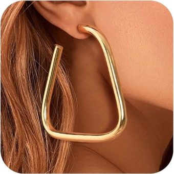 Gold Hoop Earrings for Women - 14k Gold Plated Open Hoops,Hypoallergenic Lightweight Chunky Large Gold Hoops Ears Rings,Trendy Non Tarnish Big...