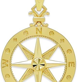 Gold Petite Compass Charm - 10 Karat Solid Gold -Compass Jewelry