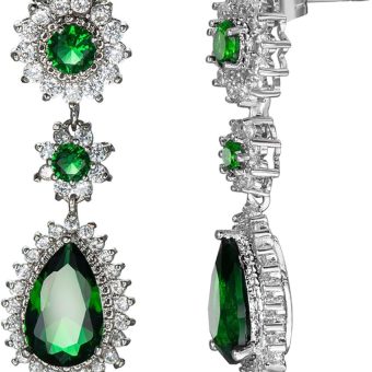 Green Citrine Jewelry Creative Big Water Drop Pear Shaped Zircon Earrings Women's Earrings #10296