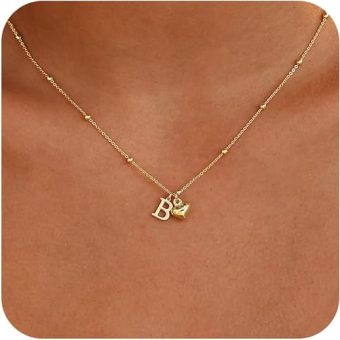 Heart Initial Necklaces for Women,Dainty Letter Necklace 14K Gold Plated Cute Choker Necklaces for Women Simple Gold Initial Name Necklace Preppy...