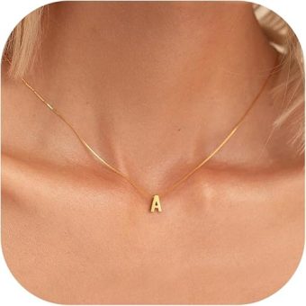 Initial Necklaces for Women - Dainty 18K Gold Plated Initial Necklace Tiny A-Z Pendant Choker Necklace Trendy Cute Initial Letter Necklace Gold...