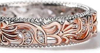 Jeulia Floral Ring Band Sterling Silver Two Tone Leaf Carved Vintage Unique Hollow Flower Rose Gold Jewelry Engagement Wedding Bridal Sets...