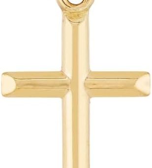 JEWELHEART 14K Real Gold Cross Pendant - Classic Small Cross Pendant Charm - Religious 14K Yellow Gold Jewelry For Men Women