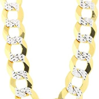 Jewelry Affairs 14k 2 Tone Yellow And White Gold Curb Chain Necklace, 10mm