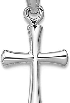 Jewelry Affairs 14K Real White Gold Polished Beveled Cross with Round Tips Charm Pendant