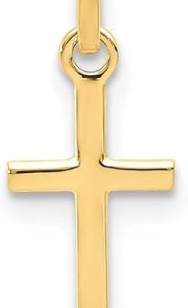 Jewelry Affairs 14k Real Yellow Solid Gold Small Cross Charm Pendant, 12x8mm