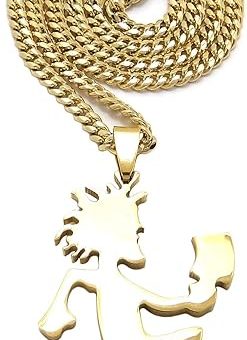 Juggalo Pendant with 24 Inch Necklace(GOLD COLOR WITH 24 INCH CUBAN CHAIN)