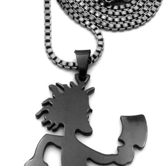 Juggalo Pendant with 24 Inch Necklace (GUN METAL COLOR WITH 24 INCH BOX CHAIN)