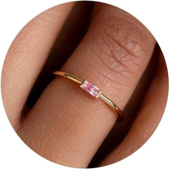 KOHOTA Dainty Gold Birthstone Rings for Women 14k Gold Plated Non Tarnish Thumb Stackable Ring Mothers Birthday Gifts Engagement Wedding Promise...