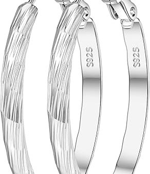 Large 14K Real Gold Plated Hoop Earrings for Women 925 Sterling Silver Hoop Earrings Hypoallergenic Lightweight Wide Thick Hoops Earrings for Women